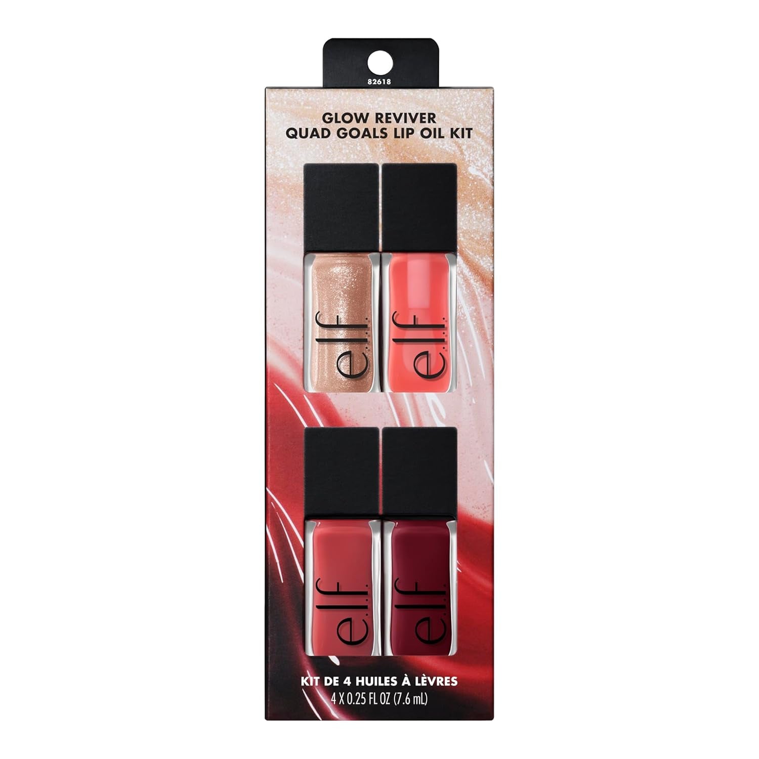 Glow Reviver Quad Goals Lip Oil Kit, 4 Hydrating, Non-Sticky Glossy Tinted Lip Oils, Lip Gloss Set, Moisturizing Lip Care, Vegan & Cruelty-Free
