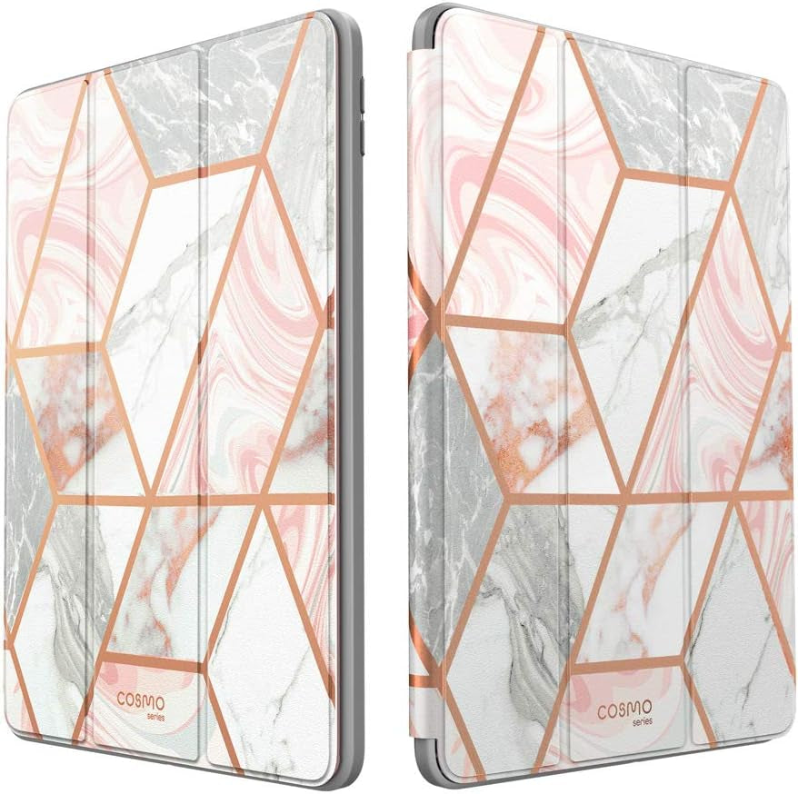 Cosmo Case for Ipad Air 5Th Generation/4Th Generation 10.9 (2022/2020), Full-Body Trifold with Built-In Screen Protector Protective Smart Cover with Auto Sleep/Wake & Pencil Holder (Marble)