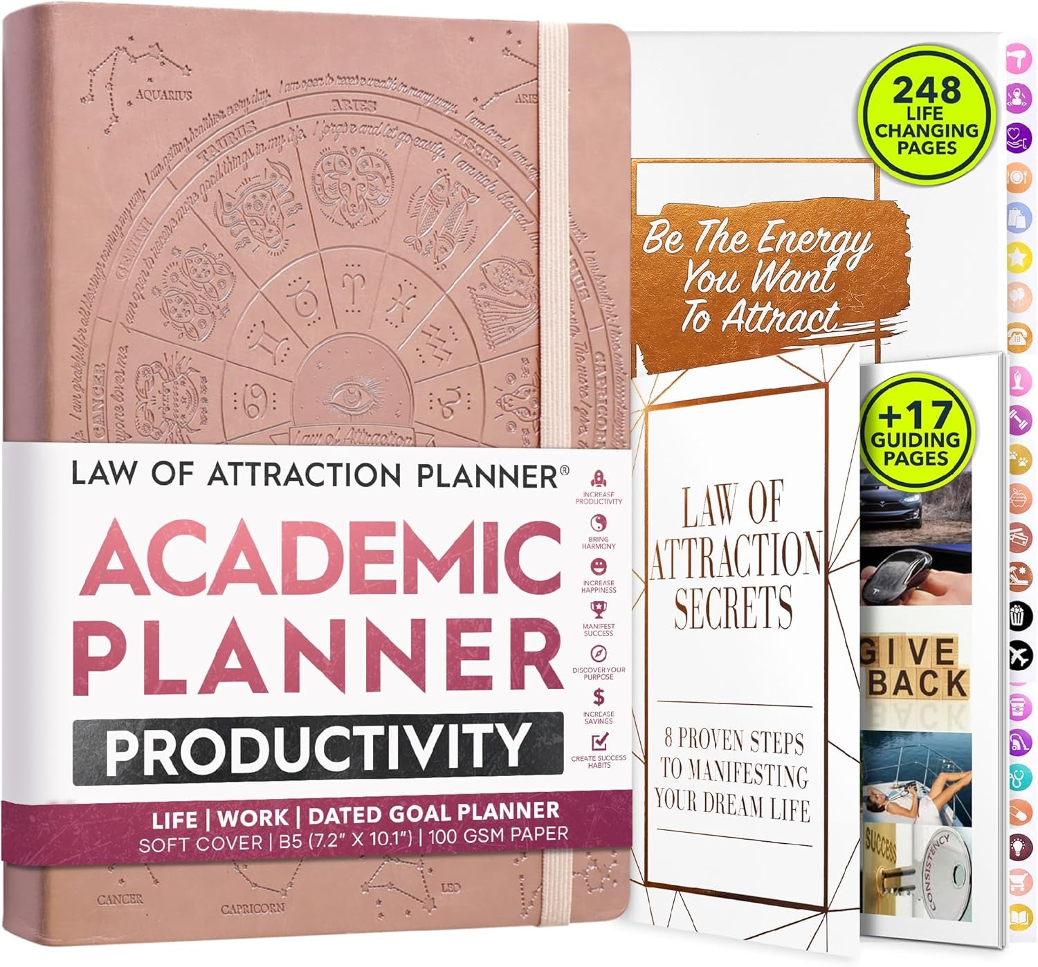 Academic Planner 2025-2026 - Weekly and Monthly Planner to Increase Productivity & Happiness | Daily Manifestation Journal | Goal, Gratitude Journal & Stickers | Dated from July 2025 - July 2026