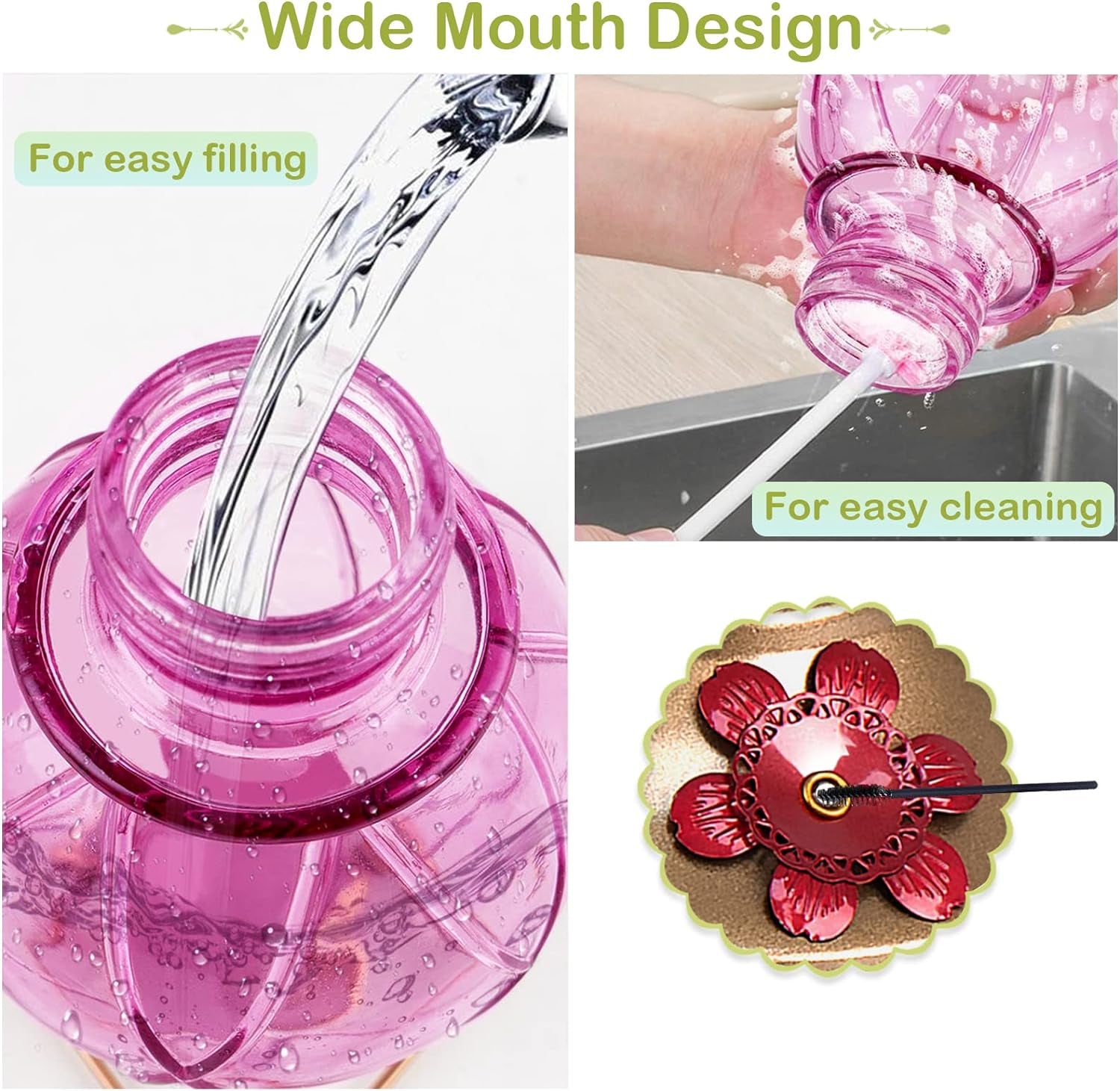 Hummingbird Feeder, Glass Hummingbird Feeder for Outdoors, Netted Texture Ball Shape Bottle, 20 Ounces, Lavender, Birthday Gifts for Women Men, Gifts for Mom Dad