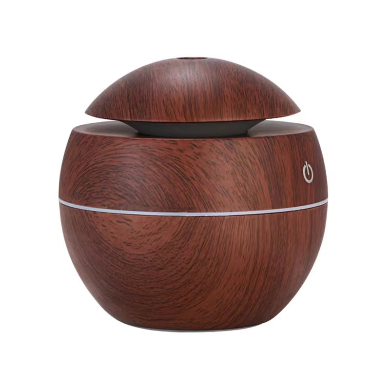 Portable Mini Wood-Grain Spherical Desktop Air Humidifier Purifier Aromatherapy Machine for Home Large Capacity